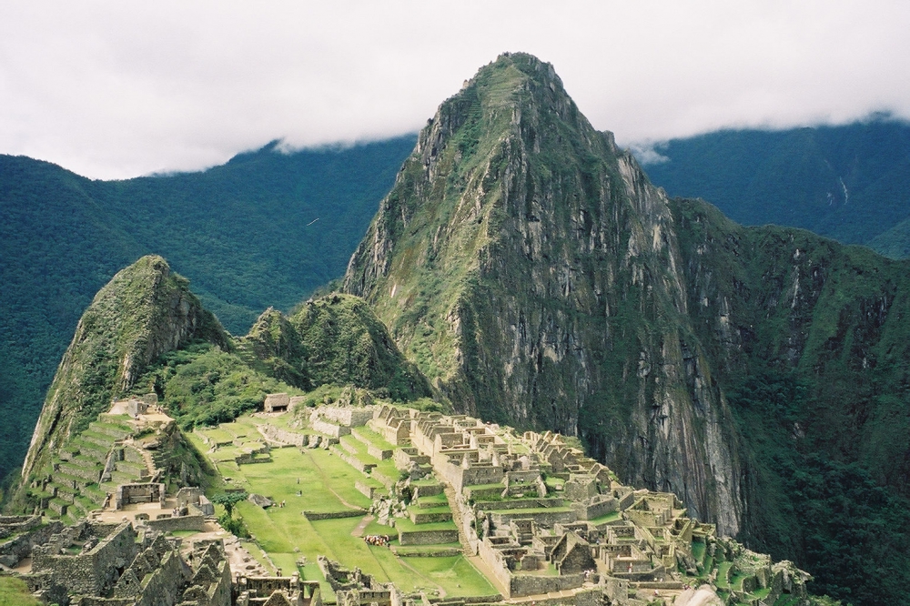 View of Machu Picchu with Huayna Picchu in the background.