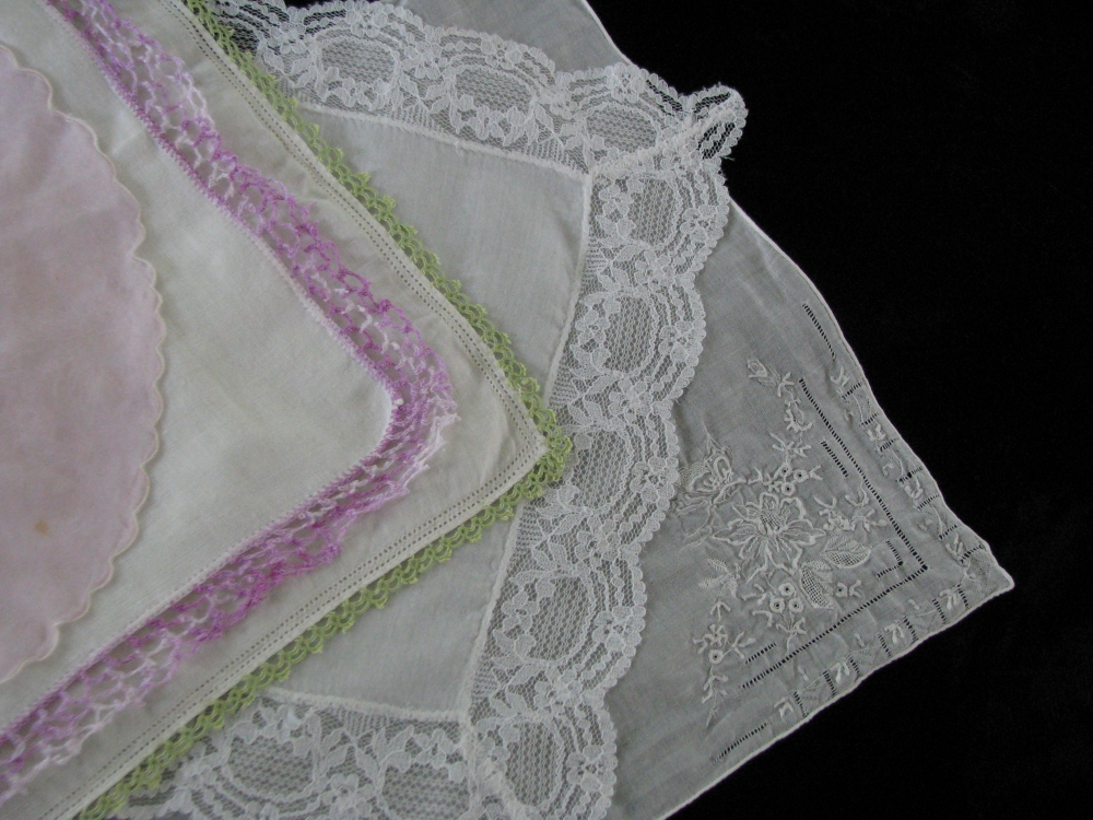 Picture of old lace handkerchiefs.